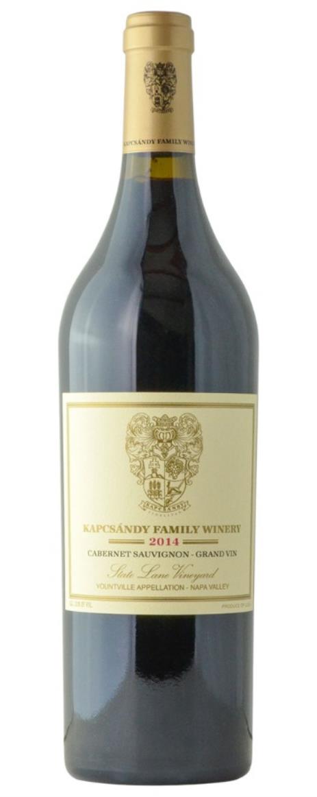 2014 Kapcsandy Family Winery Cabernet Sauvignon Grand Vin  State Lane Vineyard