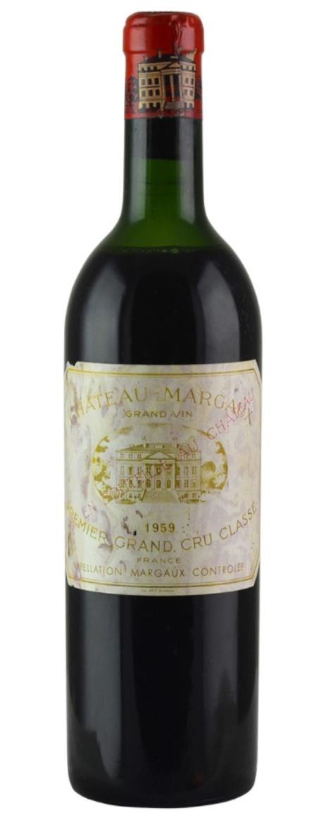 1959 Chateau Margaux Mid Shoulder, Protruding Capsule, Possible Sepage, Soiled Label