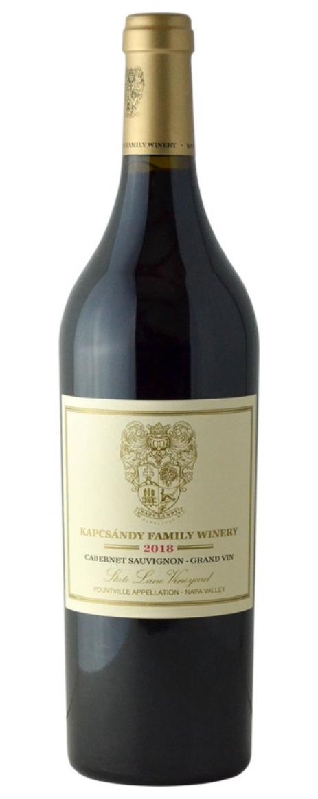 2018 Kapcsandy Family Winery Cabernet Sauvignon Grand Vin  State Lane Vineyard